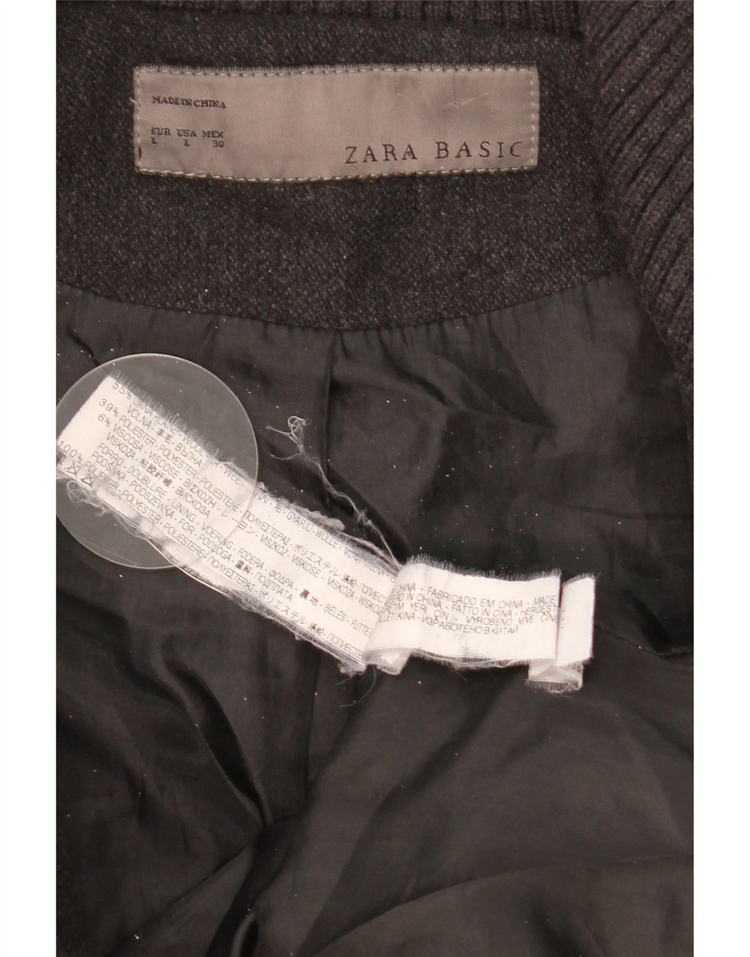Γυναικείο παλτό ZARA UK 14 Large Grey Wool