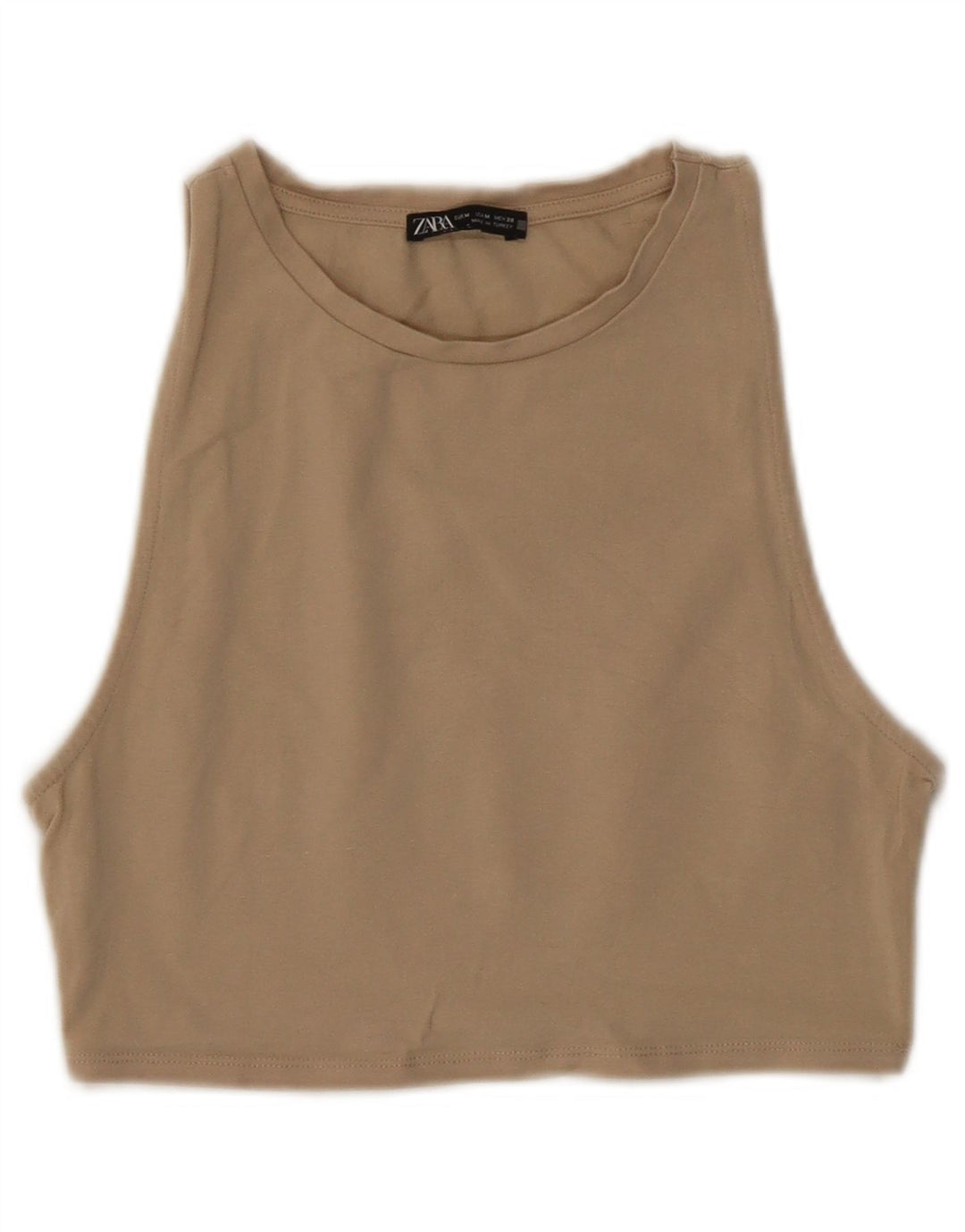 ZARA Γυναικείο Crop Top UK 12 Βαμβακερό μεσαίο μπεζ