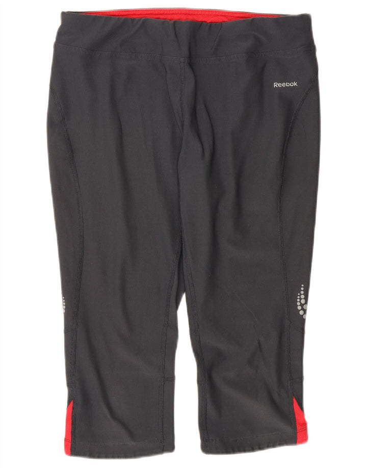 REEBOK Womens Capri Tracksuit Trousers UK 12 Medium  Grey Colourblock