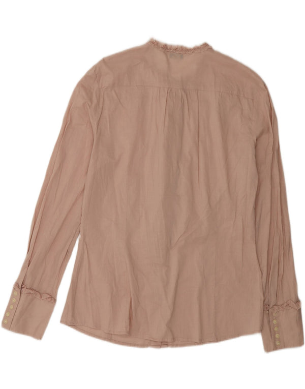 Benetton γυναικείο πουκάμισο βολάν μπλούζα UK 14 μεγάλο ροζ