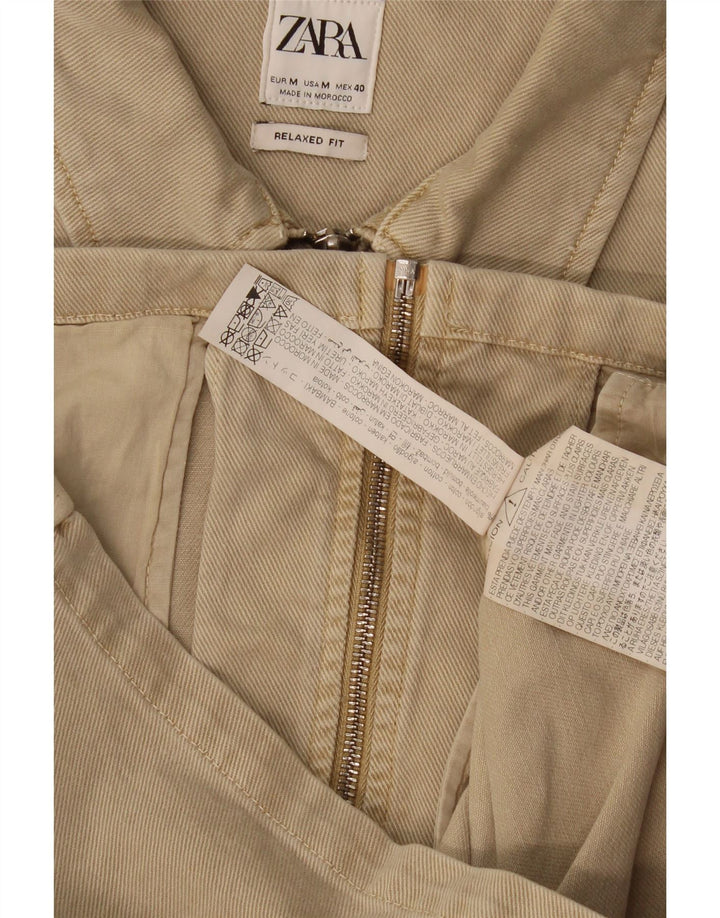 Zara Ανδρικό Relaxed Denim Jacket UK 38 Medium Khaki Cotton