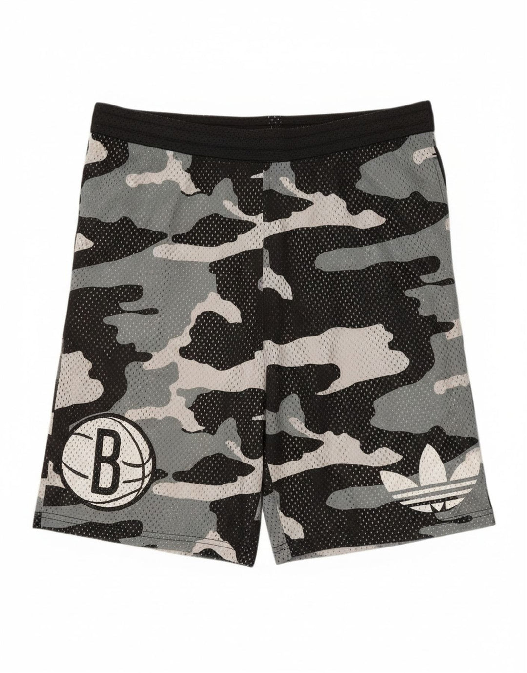 Ανδρικό γραφικό αθλητικό σορτς Adidas, μεσαίο μαύρο καμουφλάζ πολυεστέρας