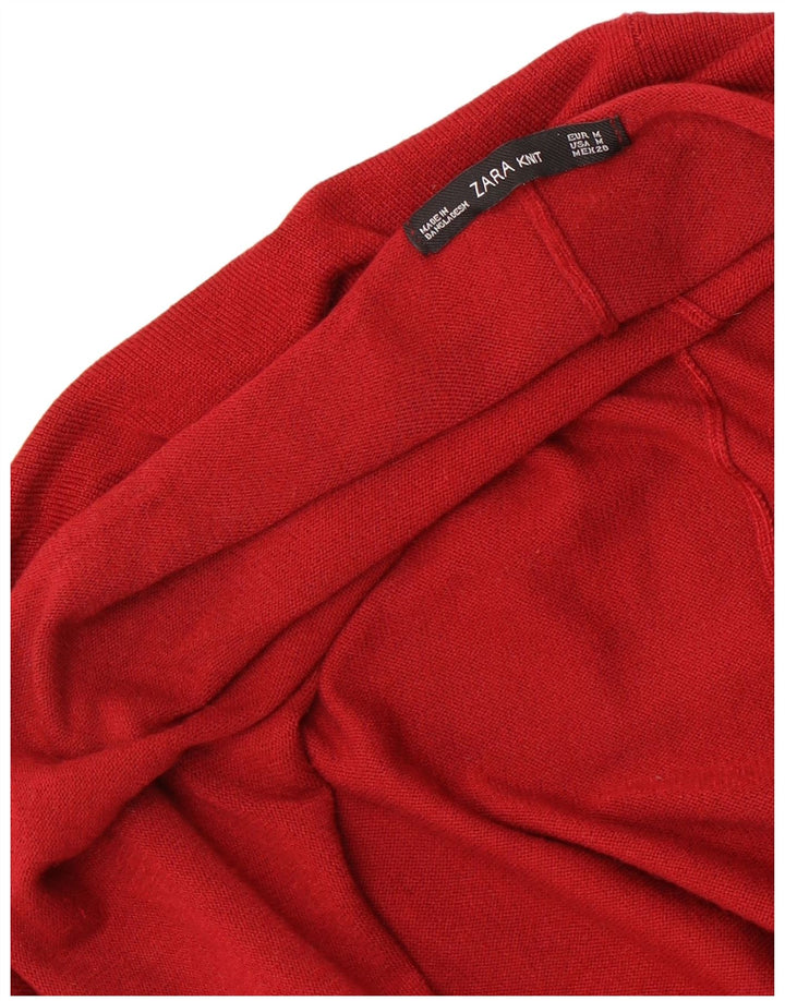 Zara Γυναικείο πουλόβερ Poncho Cardigan UK 14 Medium Maroon