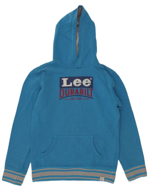 Lee Boys Graphic Hoodie Jumper 11-12 Years Blue Colourblock Cotton