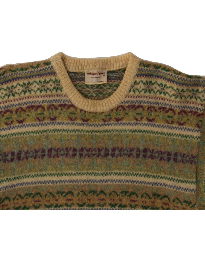 MICHAEL ROSS Ανδρικό πουλόβερ με λαιμόκοψη Small Green Fair Isle