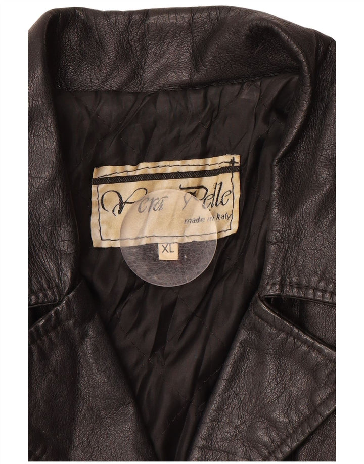 VINTAGE Womens Leather Jacket UK 18 XL Black Leather