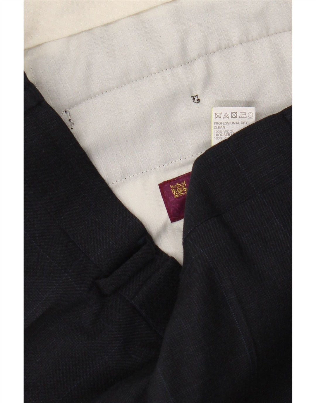 Marks & Spencer Ανδρικό ίσιο παντελόνι W38 L29 Μαλλί καρό μπλε ναυτικό