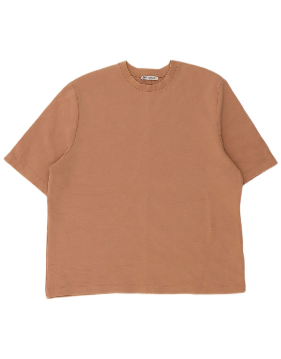 Ανδρικό T-Shirt Zara Τοπ μεσαίο μπεζ βαμβακερό