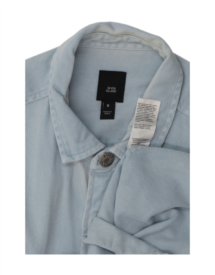 RIVER ISLAND Ανδρικό τζιν πουκάμισο μικρό μπλε βαμβακερό