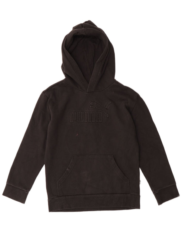 Puma Girls Graphic Hoodie Jumper 11-12 Years Black Cotton