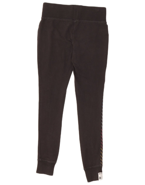 Γυναικεία γραφικά κολάν Reebok UK 10 Small Black ριγέ βαμβακερά