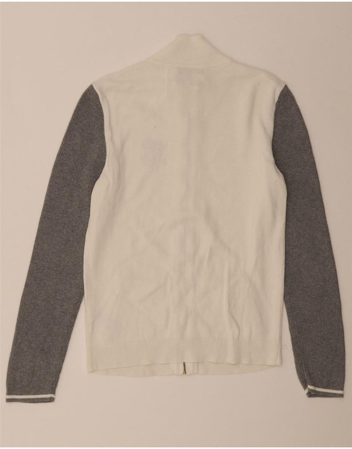 TOMMY HILFIGER Womens Cardigan Sweater UK 12 Medium White Colourblock Vintage Tommy Hilfiger and Second-Hand Tommy Hilfiger from Messina Hembry 
