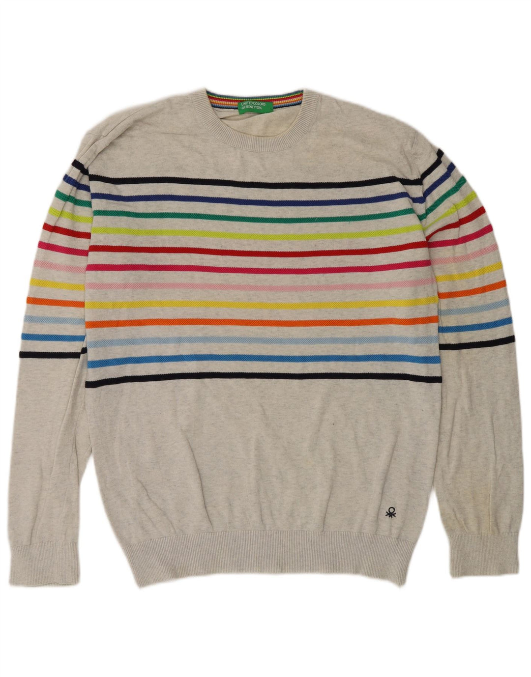Ανδρικό πουλόβερ Benetton Crew Neck Jumper με μεσαίο γκρι ριγέ