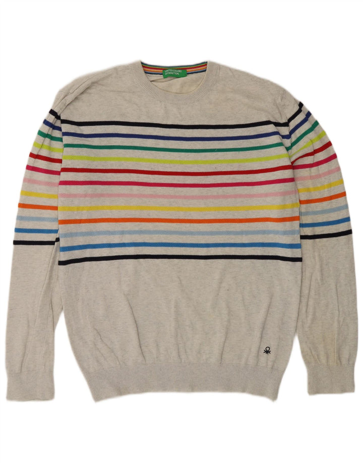 Ανδρικό πουλόβερ Benetton Crew Neck Jumper με μεσαίο γκρι ριγέ