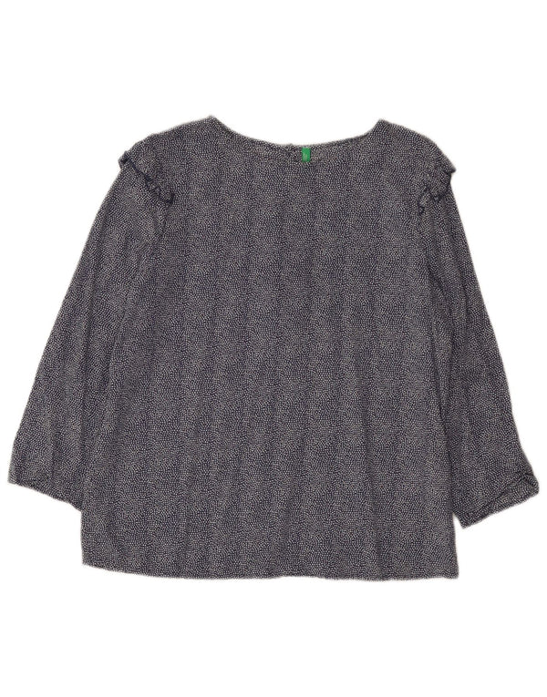 Benetton γυναικεία μπλούζα με μανίκια 3/4 τοπ UK 14 Medium Navy Blue Spotted Modal