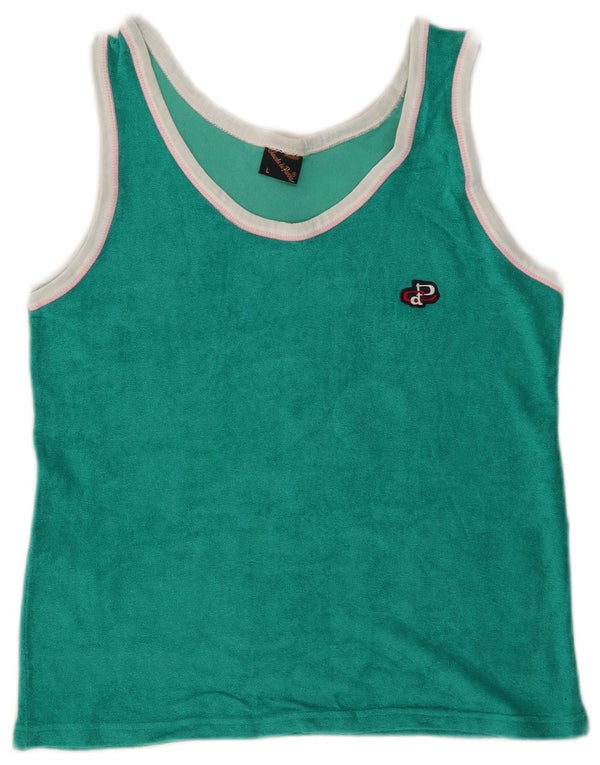 Vintage γυναικείο βελούδινο γιλέκο Crop UK 14 Large Green