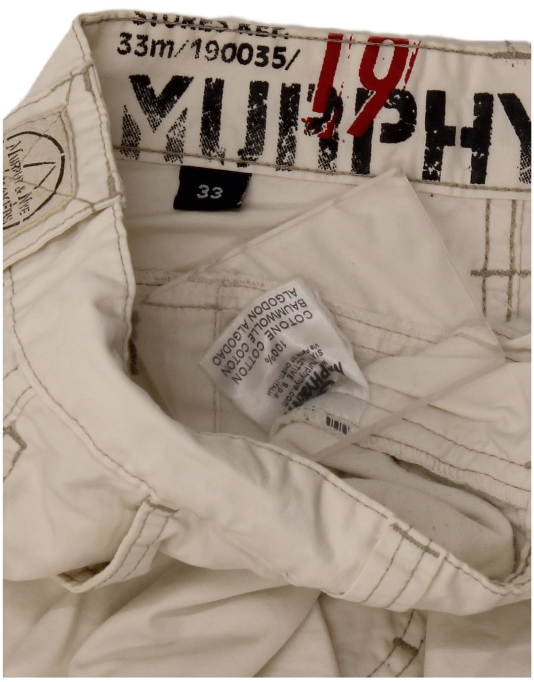 MURPHY & NYE Ανδρικό ίσιο casual παντελόνι W33 L32 από λευκό βαμβακερό