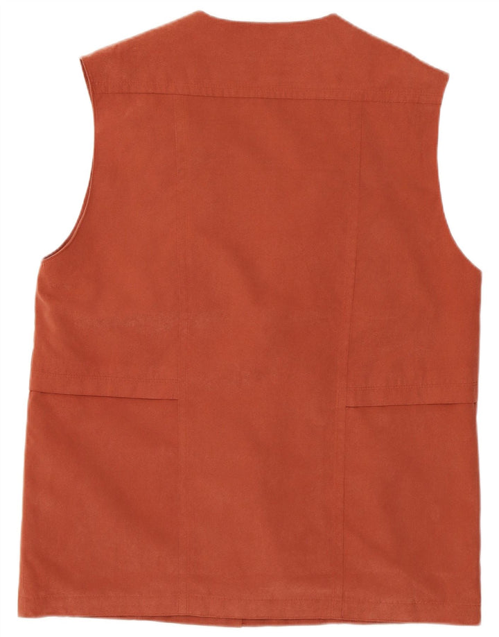 VINTAGE Womens Gilet UK 14 Medium Maroon Polyester