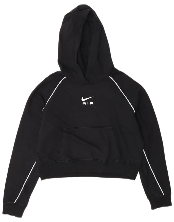 Nike Girls Crop Graphic Hoodie Jumper 12-13 ετών Μεγάλο μαύρο βαμβακερό
