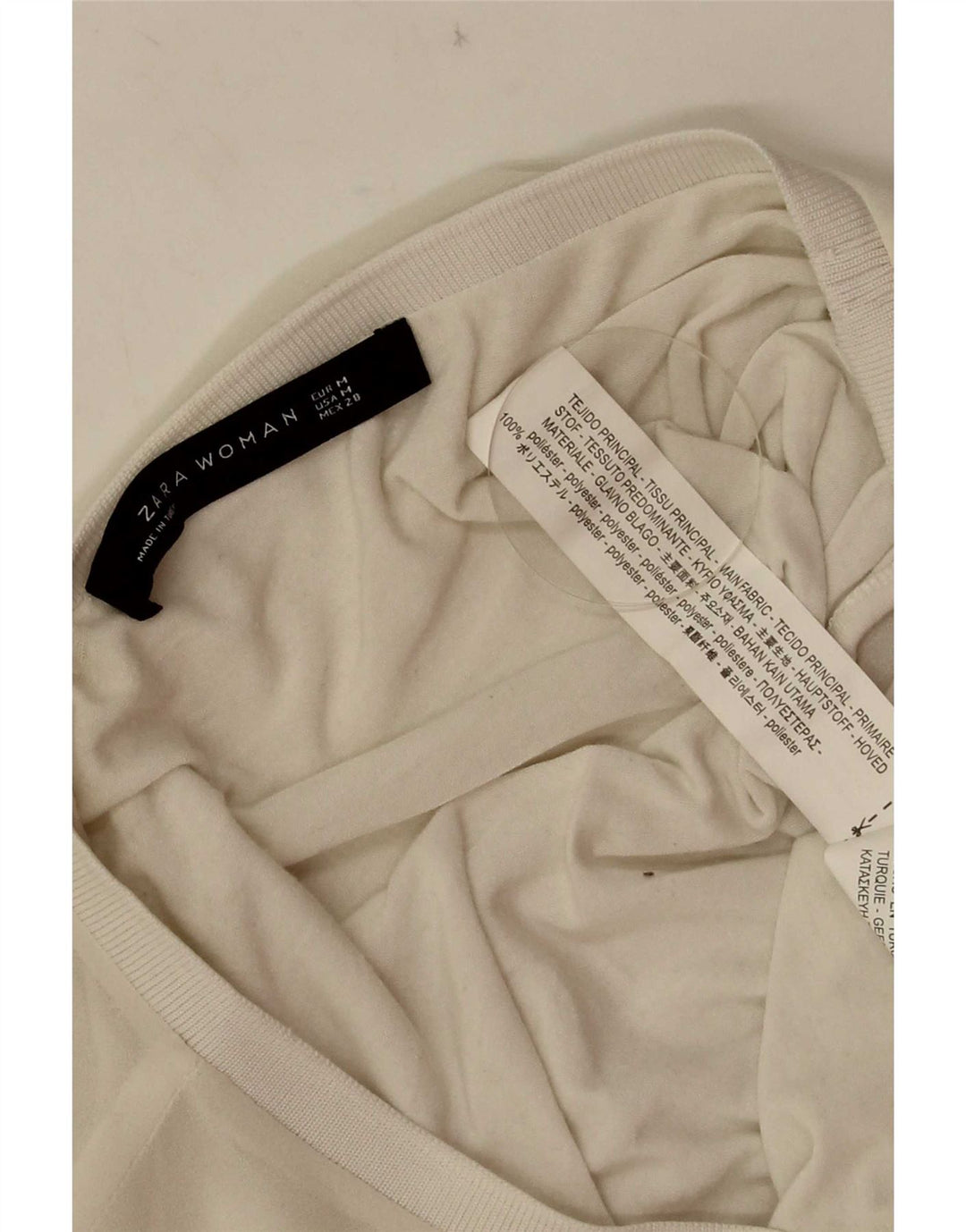 Zara Γυναικεία Μπλούζα Oversized Top UK 14 Medium White Polyester