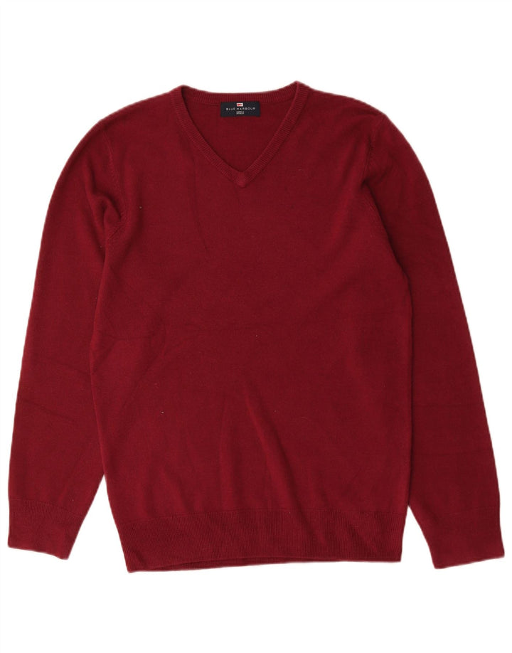 Ανδρικό πουλόβερ Marks & Spencer Blue Harbor με λαιμόκοψη με λαιμόκοψη, μικρό κόκκινο ακρυλικό