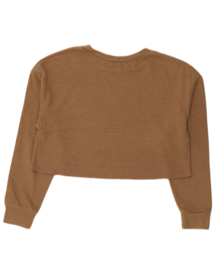 Zara Womens Trafaluc Oversized Crop Top Μικρό καφέ βαμβακερό