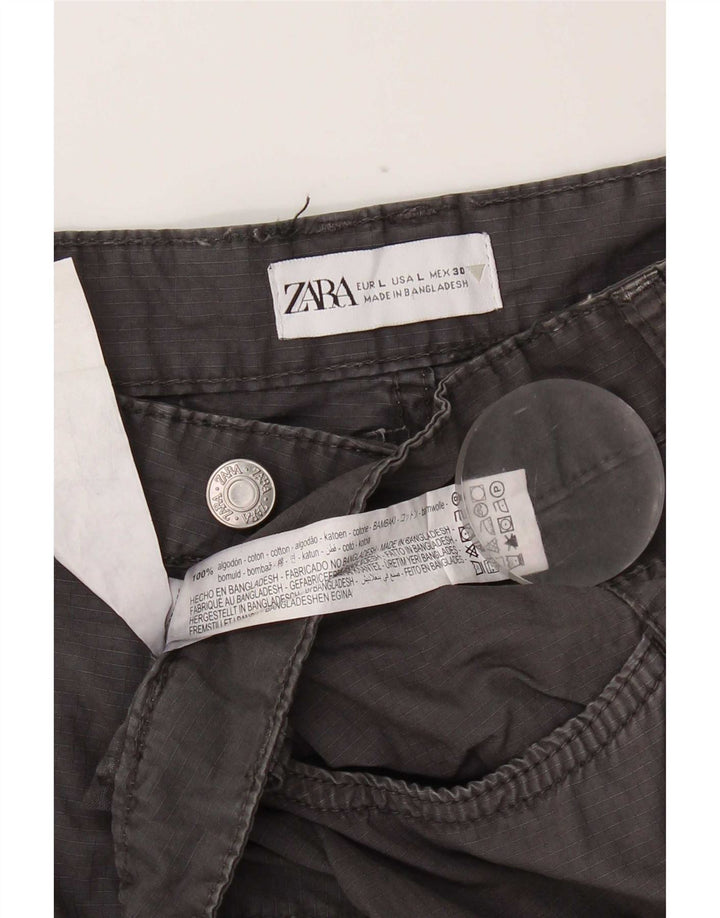Zara Γυναικεία Mini Cargo Φούστα Μεγάλη W30 Γκρι Βαμβακερή