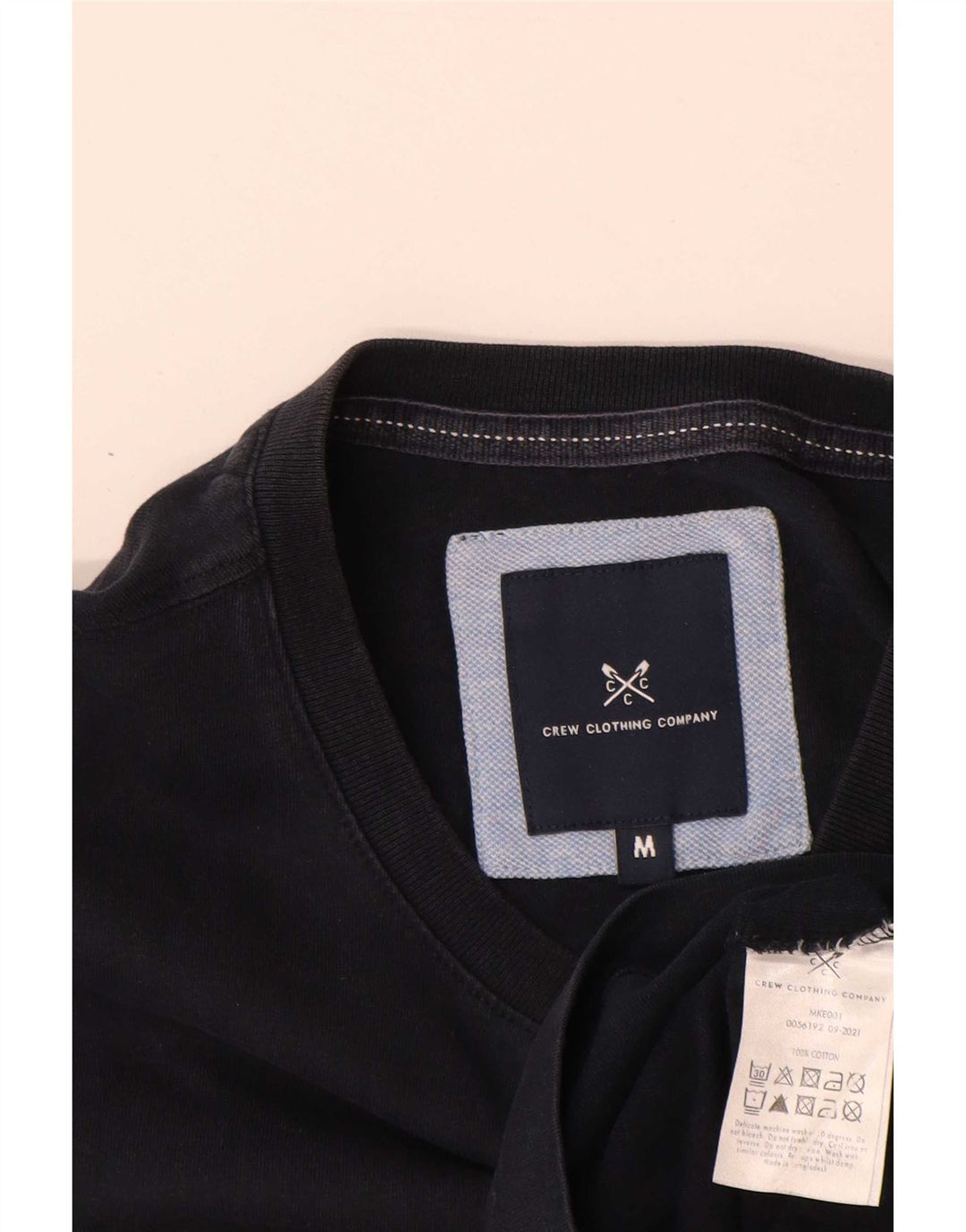 Ανδρικό T-Shirt Crew Clothing Top Medium Black Cotton Classic
