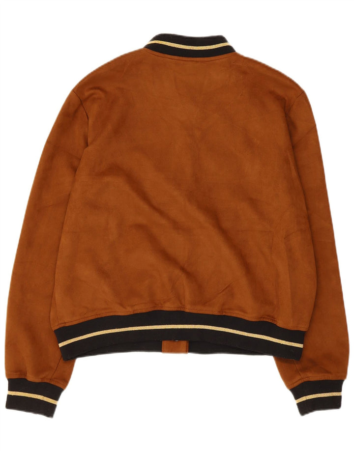 Zara Γυναικείο Bomber Jacket UK 14 Medium Brown Polyester