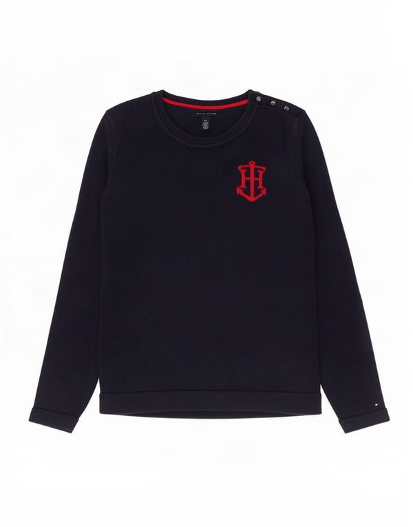 Tommy Hilfiger Γυναικείο πουλόβερ με λαιμόκαυστο UK 10 Small Navy Blue Cotton