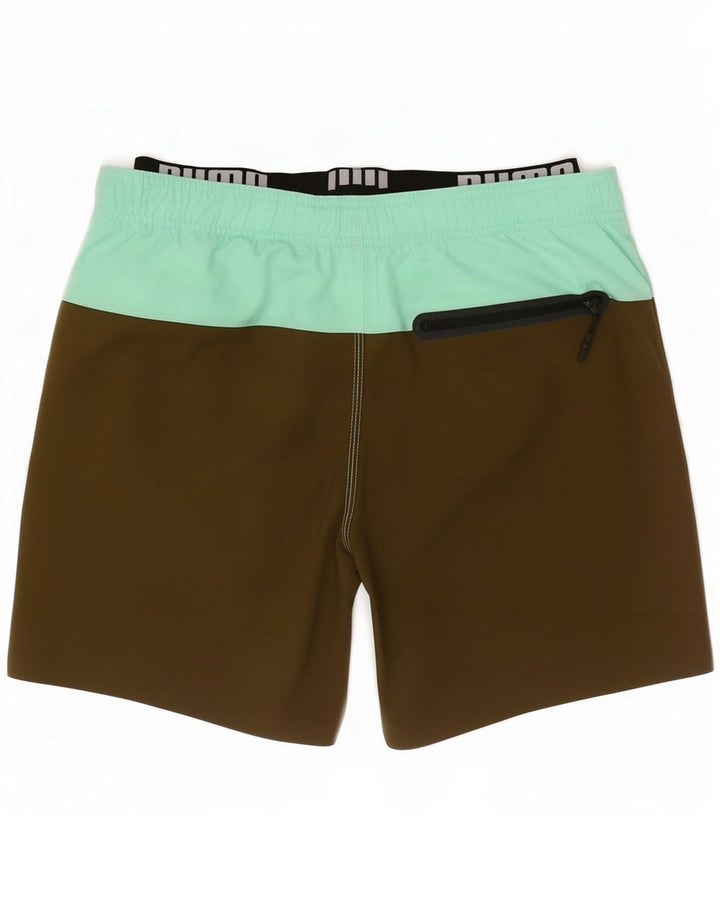 Ανδρικό γραφικό σορτς κολύμβησης Puma XS Khaki Colourblock Polyester