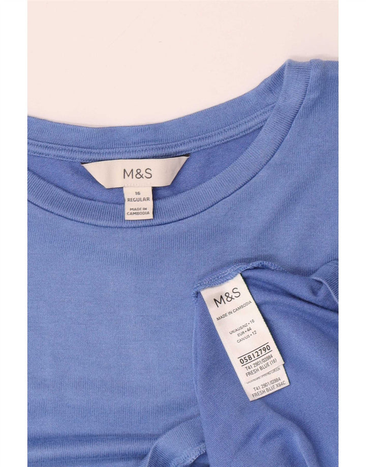 Marks & Spencer Γυναικείο τοπ μακρυμάνικο UK 16 μεγάλη μπλε βισκόζη
