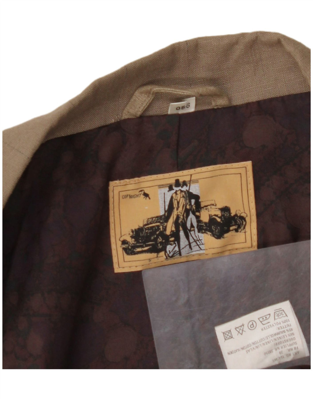 Ανδρικό σακάκι σακάκι με διπλό στήθος VINTAGE EU 56 3XL Καφέ Λινό