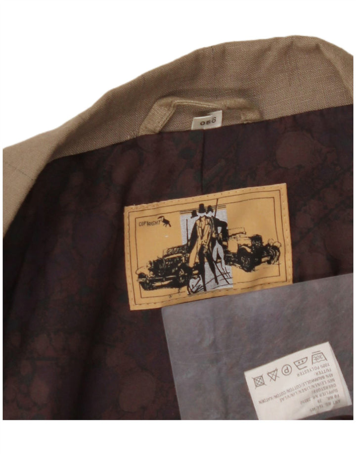 Ανδρικό σακάκι σακάκι με διπλό στήθος VINTAGE EU 56 3XL Καφέ Λινό