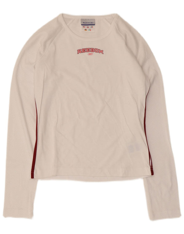 Reebok Γυναικείο τοπ μακρυμάνικο UK 10 Small λευκό βαμβακερό