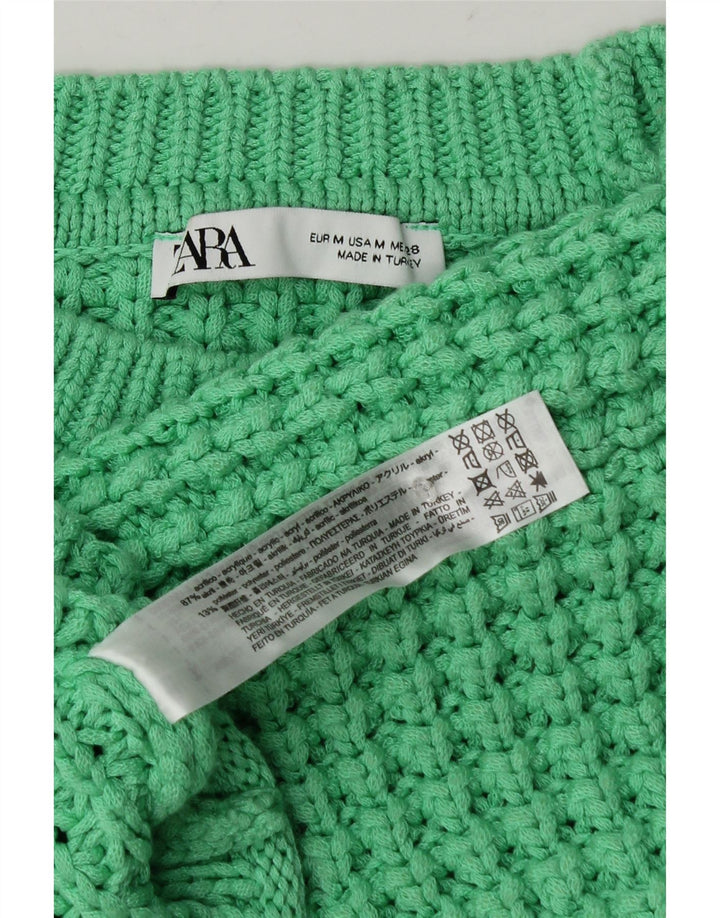 Zara Γυναικείο πουλόβερ Crop Oversized Crew Neck Jumper UK 14 Medium Green