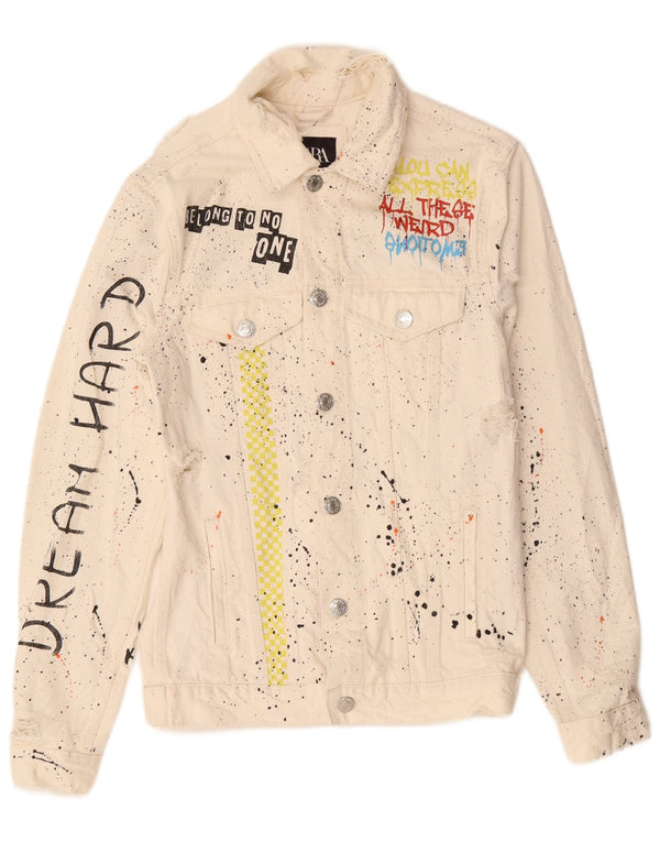 Zara Ανδρικό τζιν μπουφάν UK 36 Small White Flecked Cotton