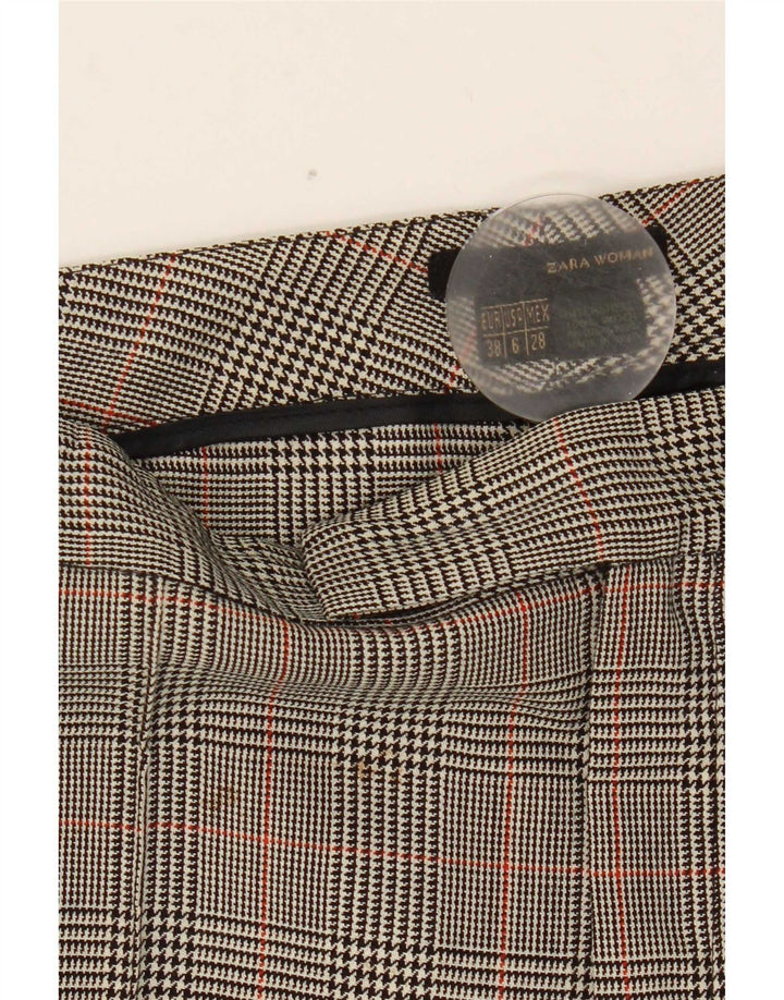Zara γυναικείο μποτάκι παντελόνι EU 38 Small W28 L32 Grey Houndstooth Wool