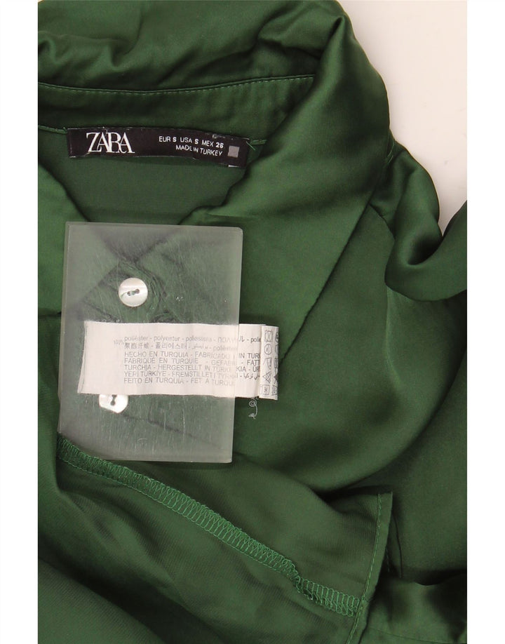 Zara Γυναικείο πουκάμισο Oversized UK 10 Small Green Polyester