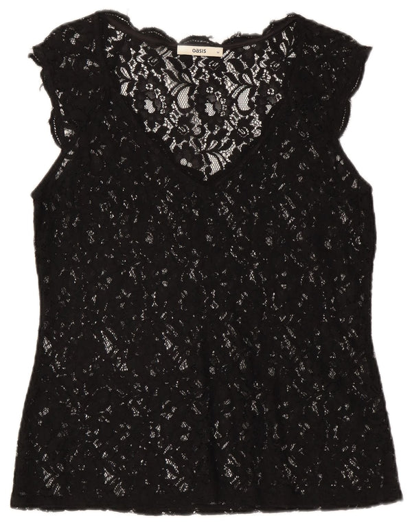 Γυναικεία μπλούζα Oasis See Through Lace Top UK 12 Medium Black Floral