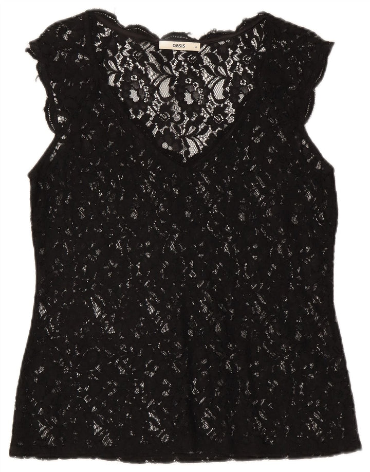 Γυναικεία μπλούζα Oasis See Through Lace Top UK 12 Medium Black Floral