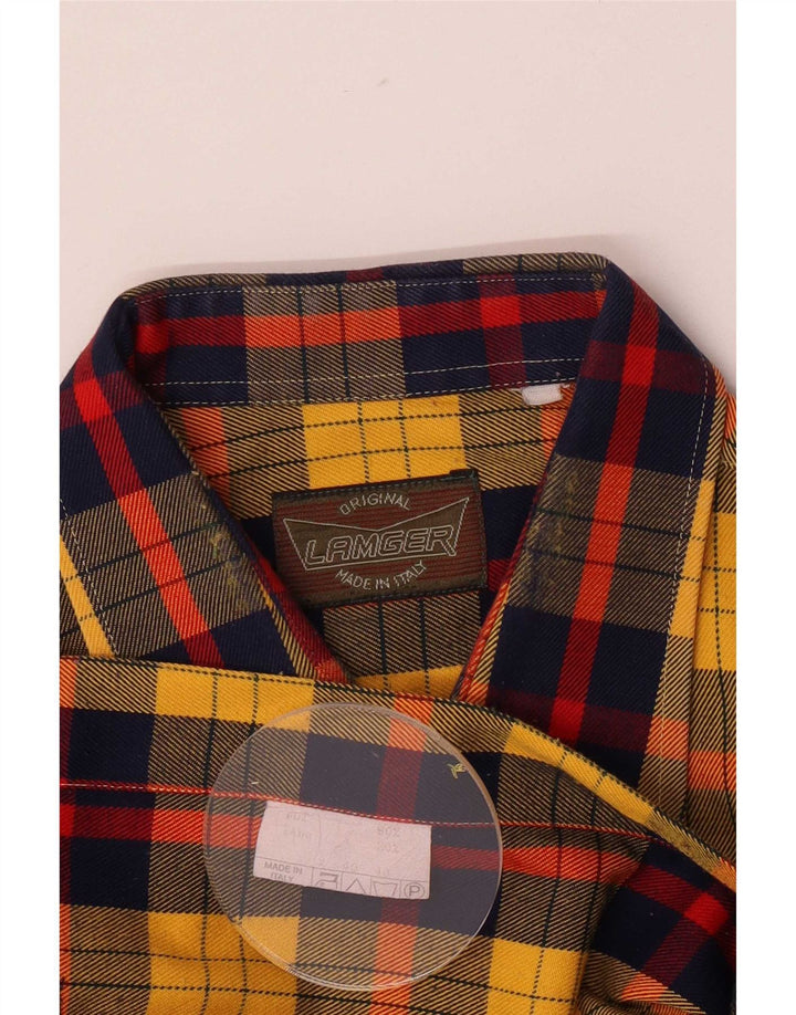 Vintage Ανδρικό Πουκάμισο Sie 40 Medium Yellow Plaid Polyester