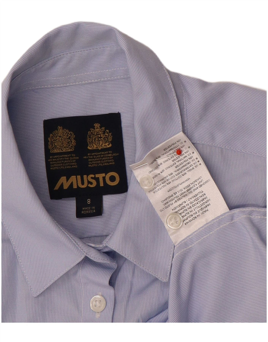 Musto γυναικείο πουκάμισο UK 8 Small Blue Pinstripe Βαμβακερό
