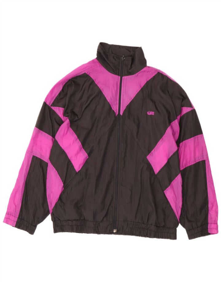 Vintage ανδρική αθλητική φόρμα Top Jacket Μεγάλο Μαύρο Colourblock Nylon
