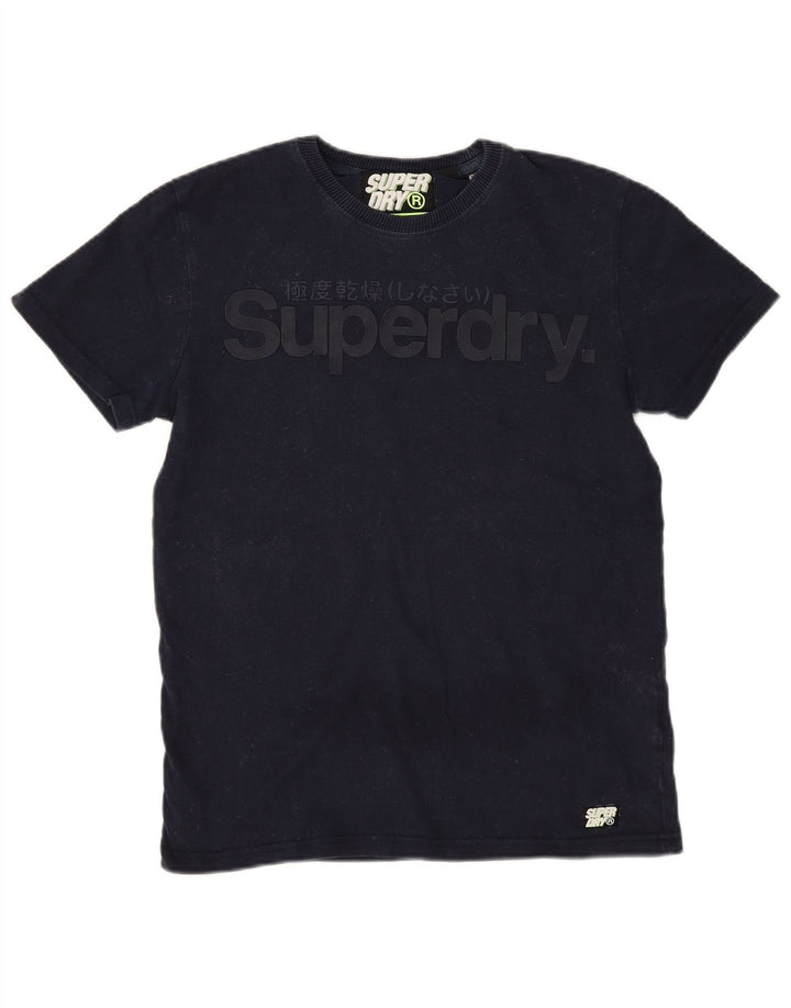 Ανδρικό γραφικό μπλουζάκι Superdry Top από μεσαίο μπλε ναυτικό βαμβακερό
