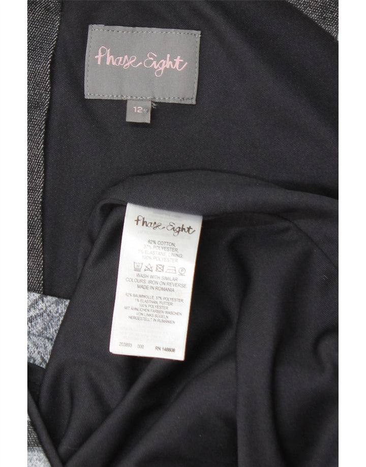 ΦΑΣΗ ΟΓΔΟ Γυναικείο αμάνικο φόρεμα UK 12 Μεσαίο γκρι λουλουδάτο βαμβάκι