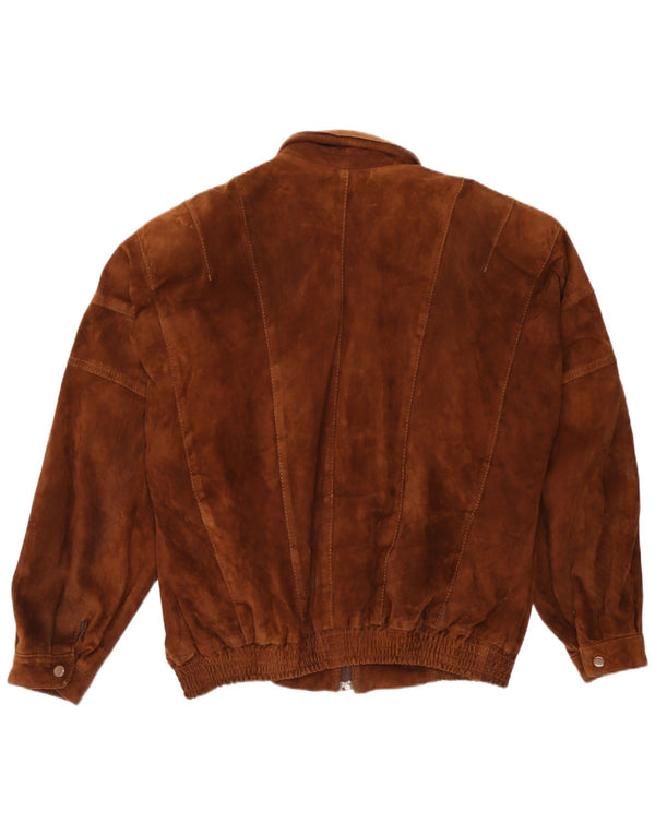 Vintage Ανδρικό Bomber Suede Jacket UK 44 2XL Καφέ Δερμάτινο