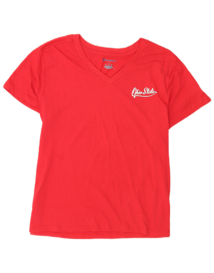 Champion Women T-Shirt Top UK 14 Large Red