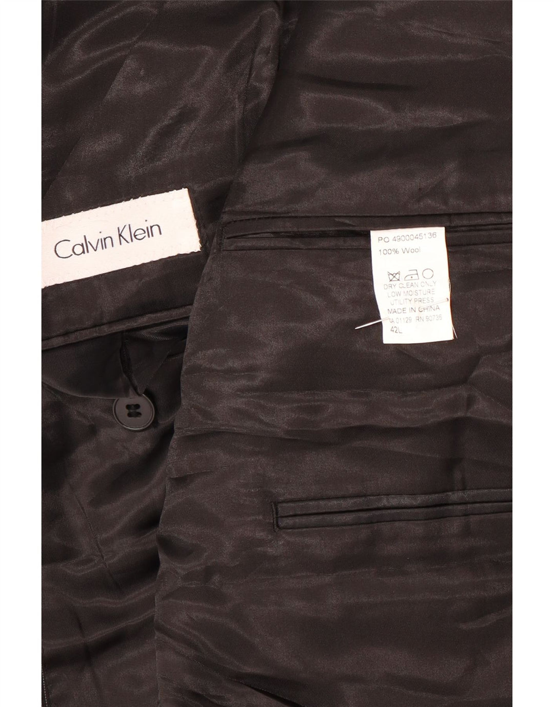 CALVIN KLEIN Ανδρικό σακάκι με 2 κουμπιά σακάκι UK 42 XL Μαύρο μαλλί