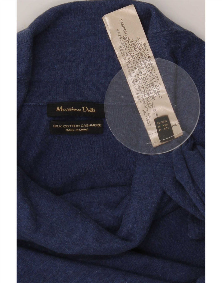 Massimo Dutti γυναικείο πουλόβερ με ρολό λαιμόκοψη UK 12 μεσαίο μπλε μεταξωτό